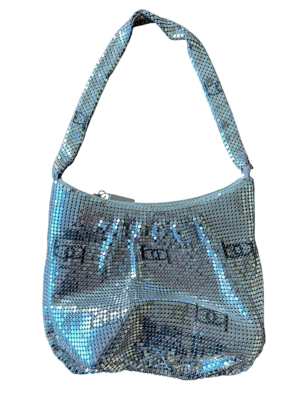 Bebe Silver Metal Mesh Bag Small Handbag Logo Vintage Y2K
